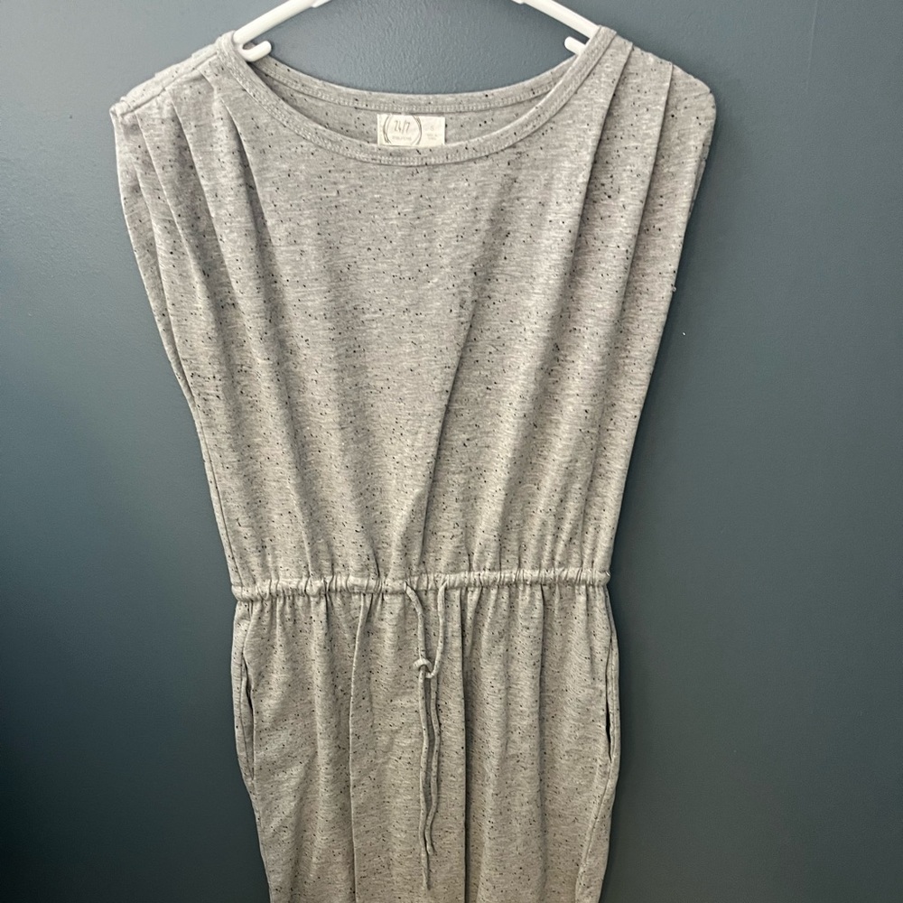 Gray, tee shirt feel mid length dress.